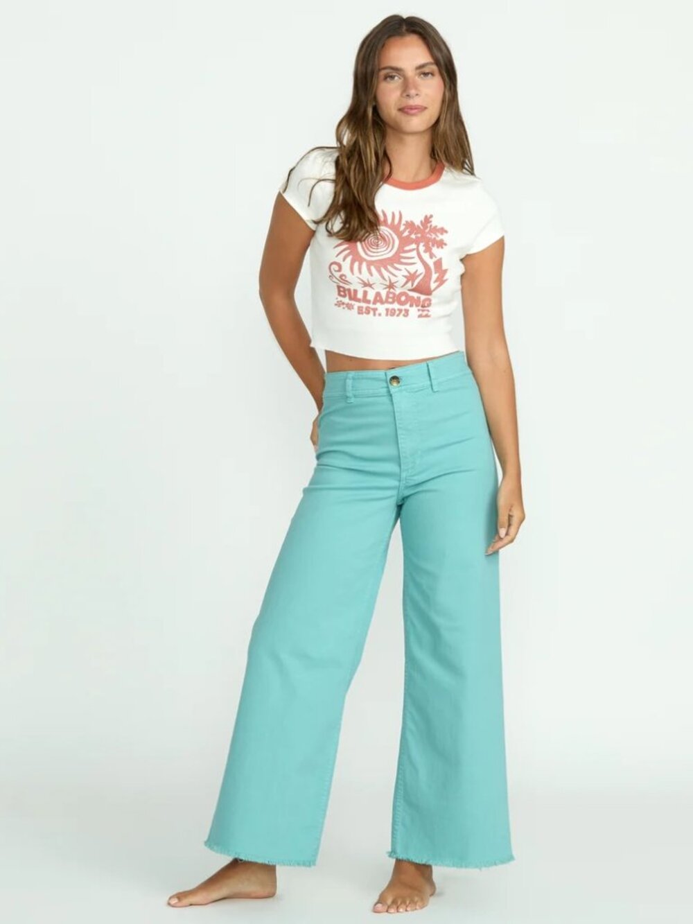 Billabong Free Fall High-Waist Twill Pants - Misty Blue - Picture 5 of 9